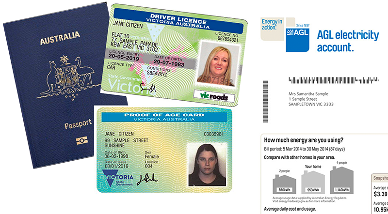 A sample set of IDs without photo