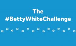 A blue background with white text reading: The Betty White Challenge